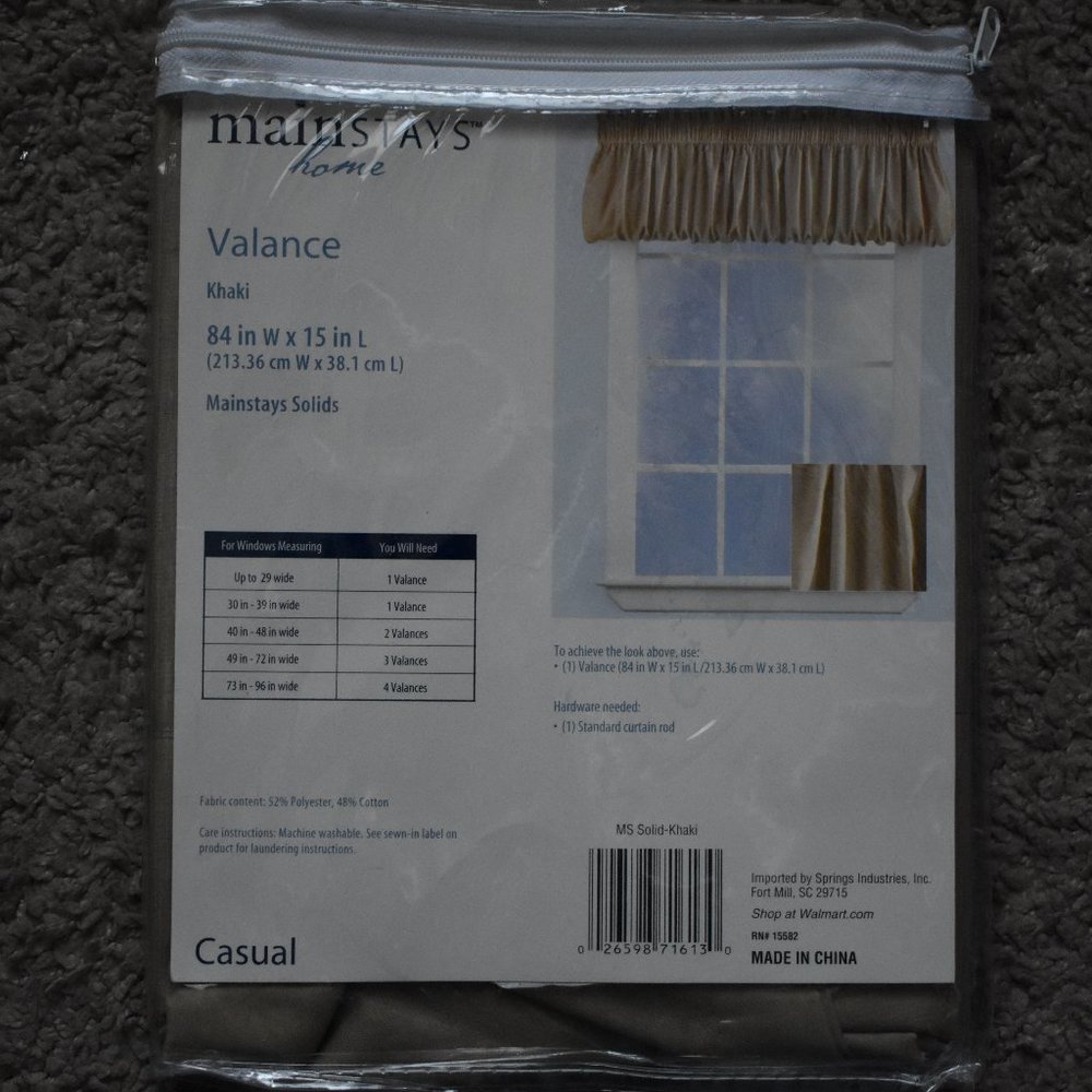 Mainstays home- Khaki Valance - Picture 3 of 4